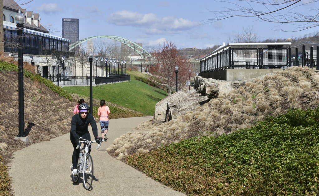 The waterfront development for recreational in the area of Pittsburgh's SouthSide Works built where the former Jones and Laughlin steel mill once stood. John Rennison The Hamilton Spectator 4/11/15