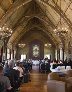 Relatives of body donors gather for the service of gratitude in McMaster's Alumni Hall.